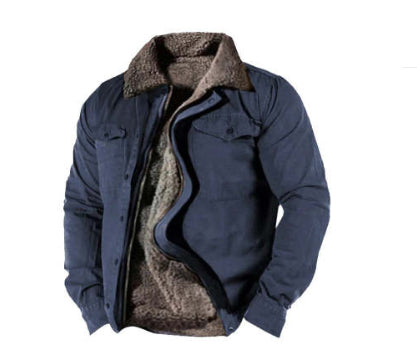 Heavy Side Seam Side Casual Zipper Loose Grey Brown Youth Cotton Jacket