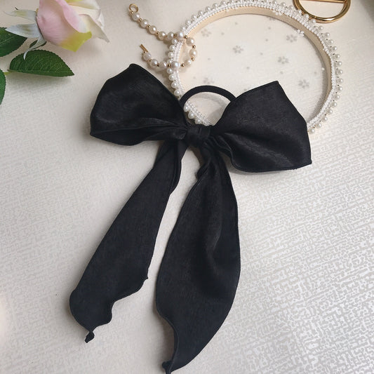 Silk satin oversized bow hair tie