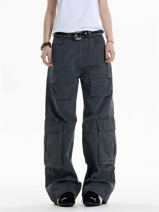 Multi-pocket Cargo Pants Women's Loose Wide Leg Straight Casual Pants