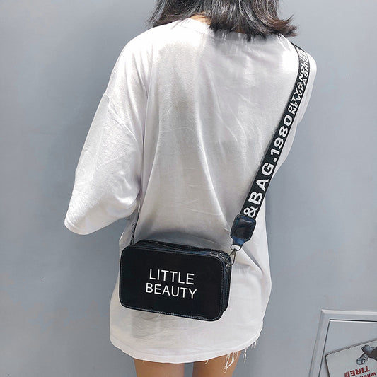 Letter wide shoulder belt laser small square bag