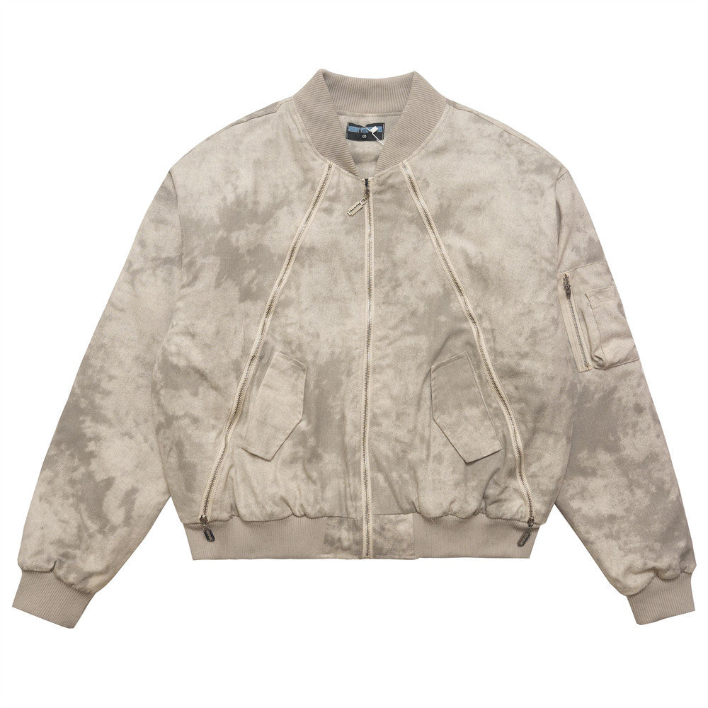 Tie-dye Camouflage Thick Quilted Baseball Jacket