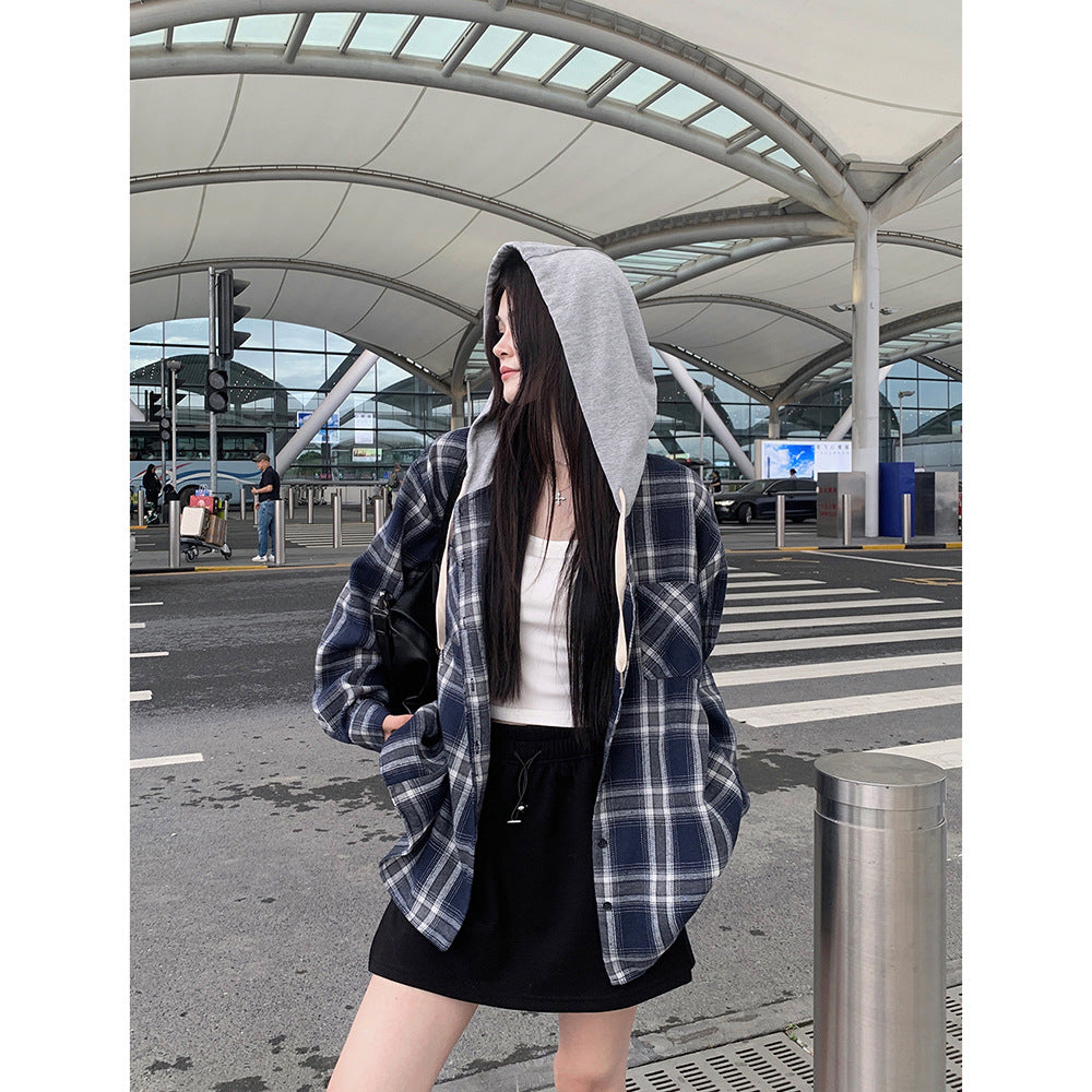Shirt Women's Simple Commute Versatile Lattice Top