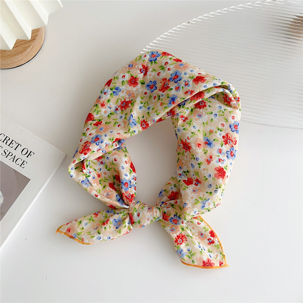 Women's Cotton And Linen Small Square Towel Silk Scarf Artistic All-match Fashion
