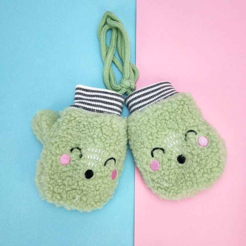 Cartoon cashmere children's neck hanging gloves