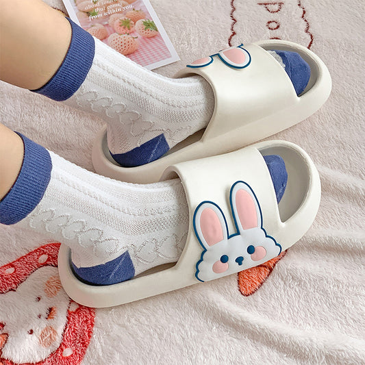 Female Cute Rabbit Girl Heart Ins Wind Soft Bottom Home Sandals