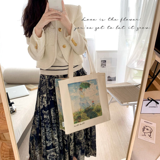 Oil Painting Zip Canvas Shoulder Bag