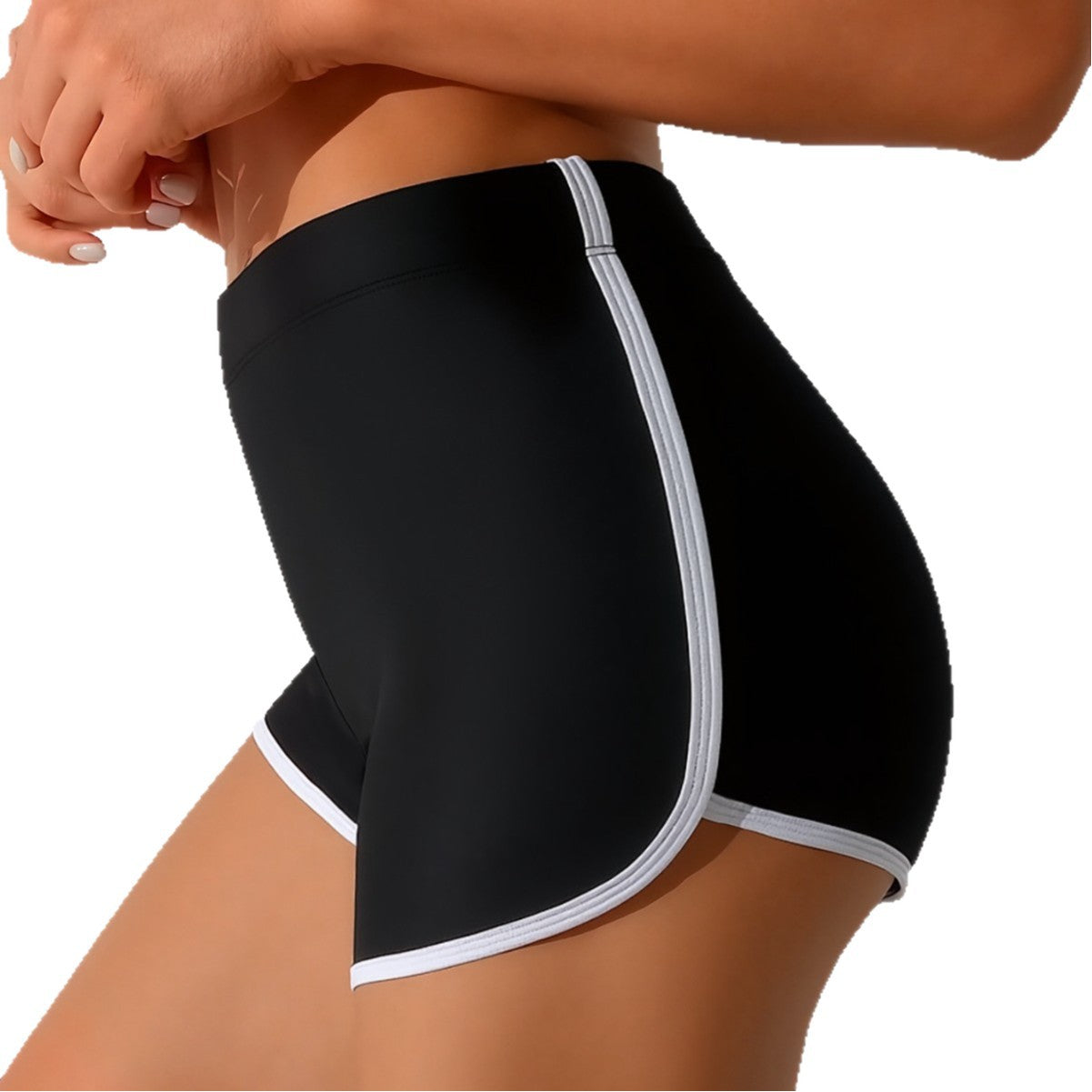 Womens Black And White Contrast Square Swim Trunks
