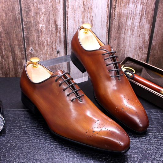 Hand-painted Leather Men's Shoes Pointed Toe Business