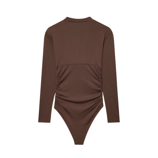 Deep-V Long-sleeve Bodycon Womens Jumpsuit That Flatters The Figure And Looks Sexy