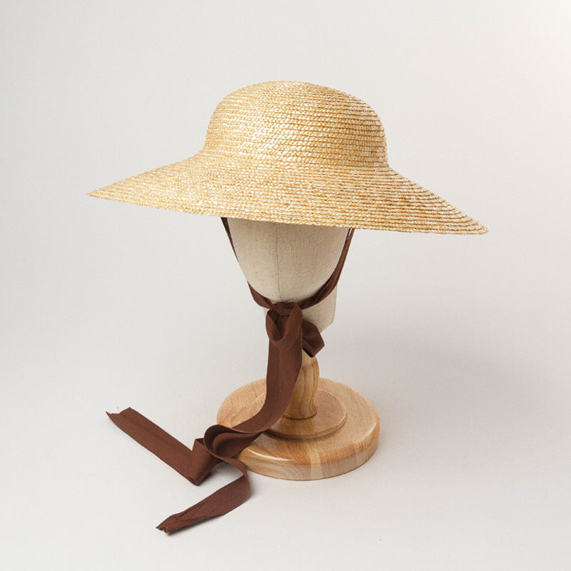 Light Top Big Brim Strap Children's Straw Hat