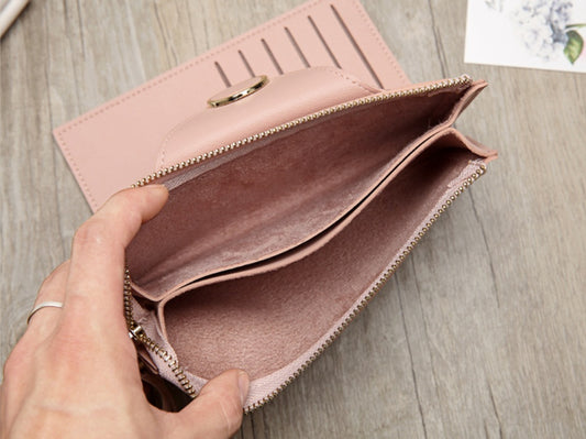 Buckle long section two fold double women's wallet