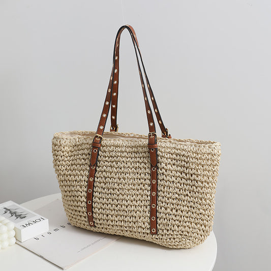 Women's Fashion Simple Large-capacity Handbag Woven Bag