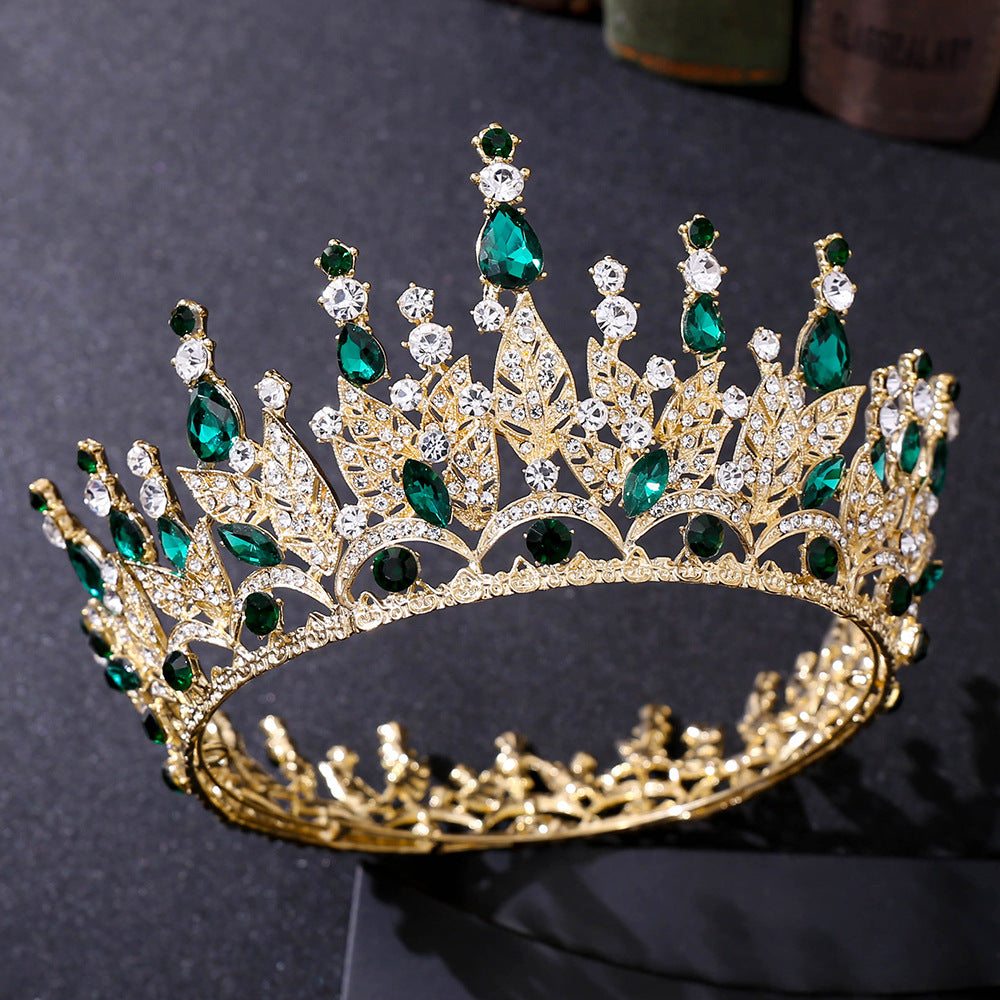 Bride Royal Pink Crystal Crown Headband Wedding Hair Accessories