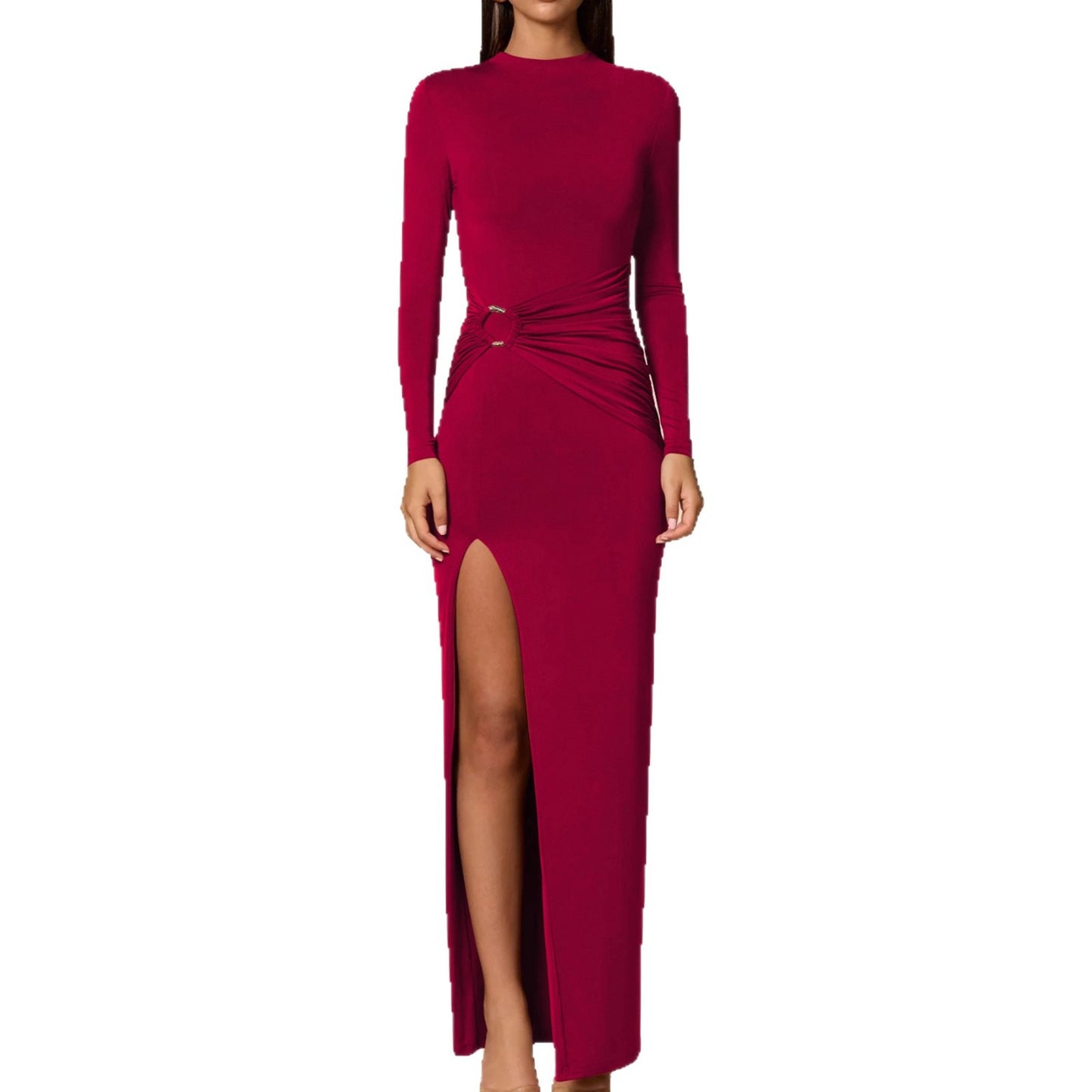 Women's Round-neck High-slit Sheath Dress