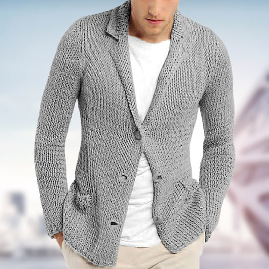 Moderigtig skræddersyet cardigan-sweater med mellemkrave og lange ærmer