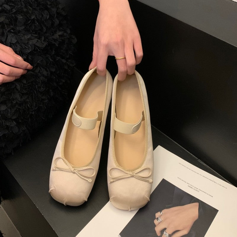 Flat Gentle Ballet Slipper Spring And Summer New French Vintage Satin Peas Shoes