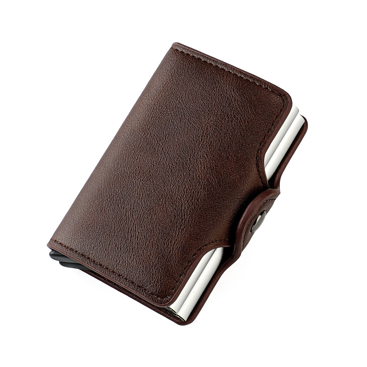 Men's RFID Aluminum Box Card Clamp Automatic Pop-up Double Aluminum Box