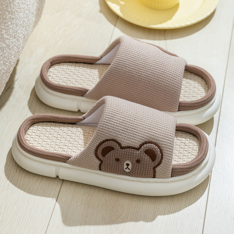 Women's Four Seasons Universal Home Thick Bottom Linen Slippers