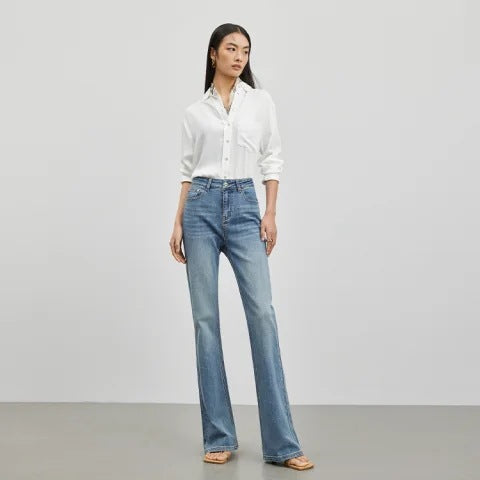 Retrojeans til kvinder, slankende og højtaljede