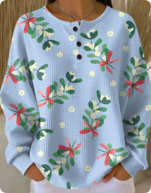 Woolen Button V-Neck Women's Sweater