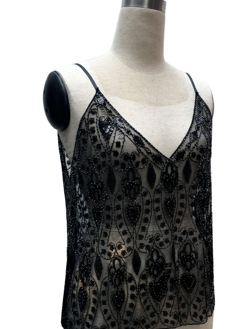 Heavy Embroidery Sequins Vest Shiny Small Sling