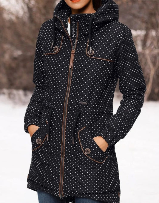 Polka Dot Print Hoodie Coat Top