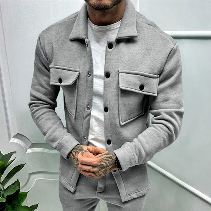 Men's Lapel Single Breasted Solid Color Jacket