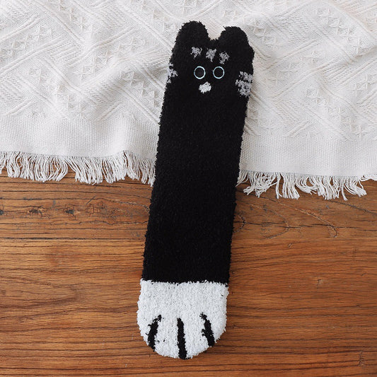 Women's Fleece-free Thickened Cat Paw Socks