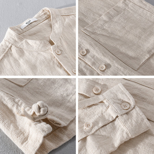 Men's Retro Stand Collar Chinese Knot Button Shirt Coat