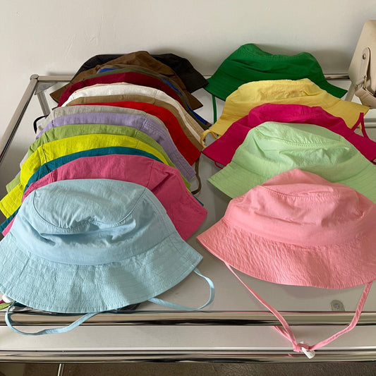Summer New With Wind Proof Rope Thin Bucket Hat Women