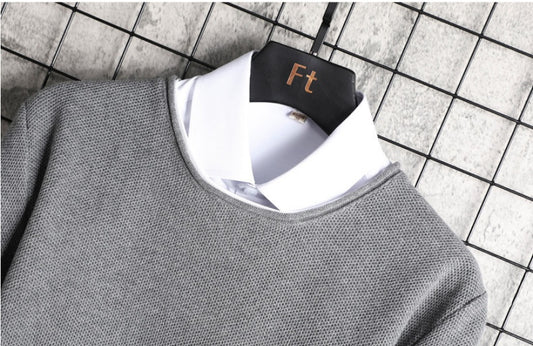 Round Neck Curled Knitted Sweater Casual All-match Top