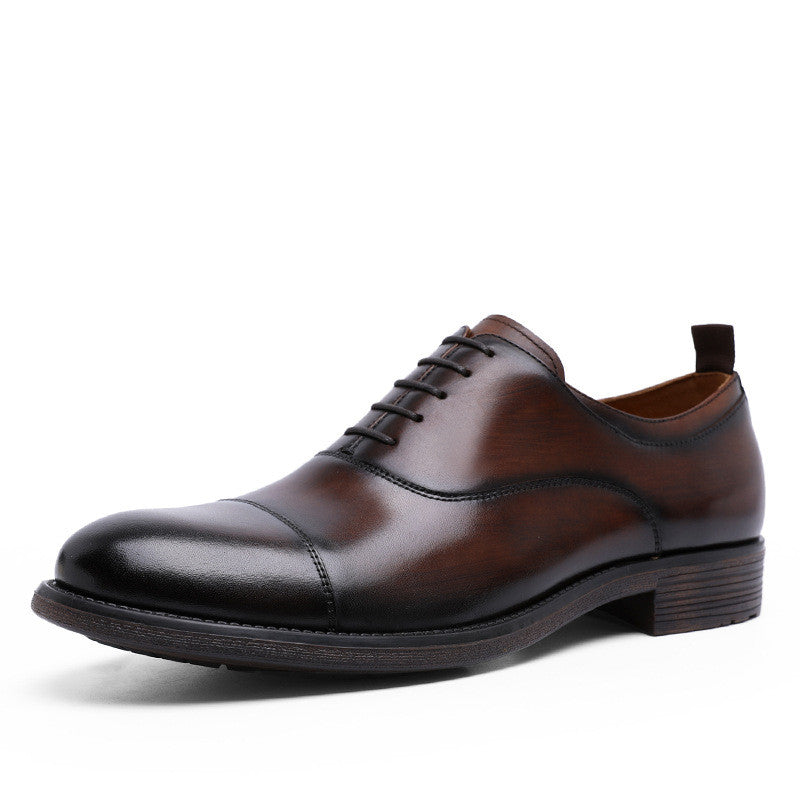 First Layer Cowhide Gradient Upper Lace-up Men's Shoes