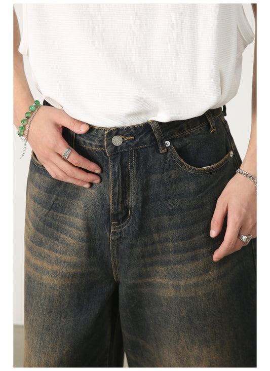 All-matching Loose Wide Leg Straight Cropped Pants