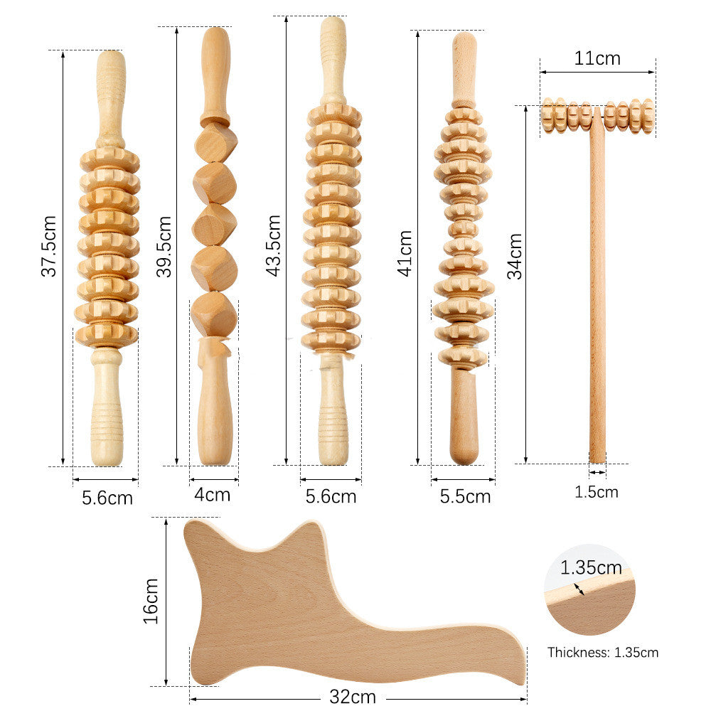 Træmassagevalse Dragt Multifunktionel Kropsvalse Reducerer Cellulite Naturlig Massager