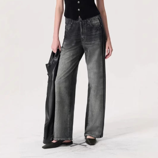 Dame-jeans med lige ben og elastisk talje