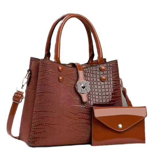 Women's Fashion Large Capacity Soft Leather Crocodile Pattern Casual Bag