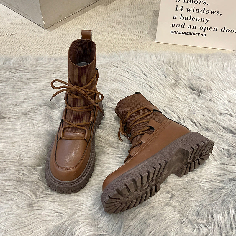 Fashion Platform Lace-up High Top Platform Boots
