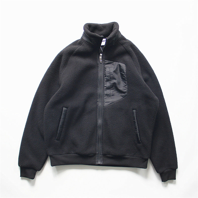 Men's Double-sided Polar Fleece Thickening Stand Collar Cashmere Hoodie