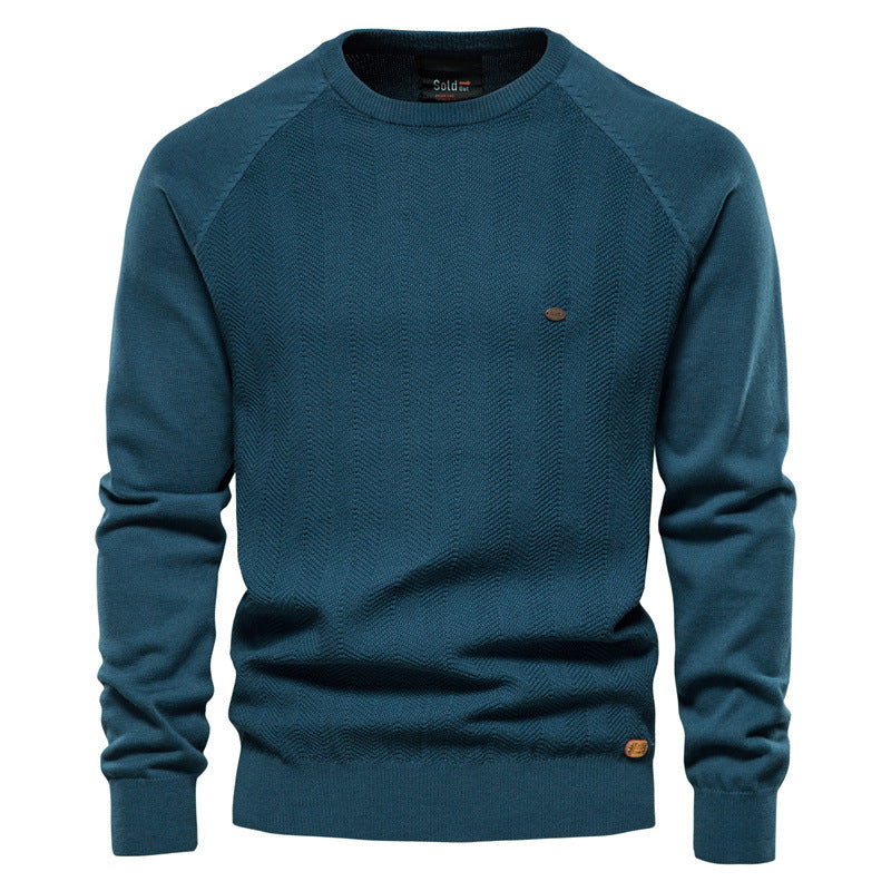 New Men's Solid Color Raglan Sleeve Sweater Casual Men's