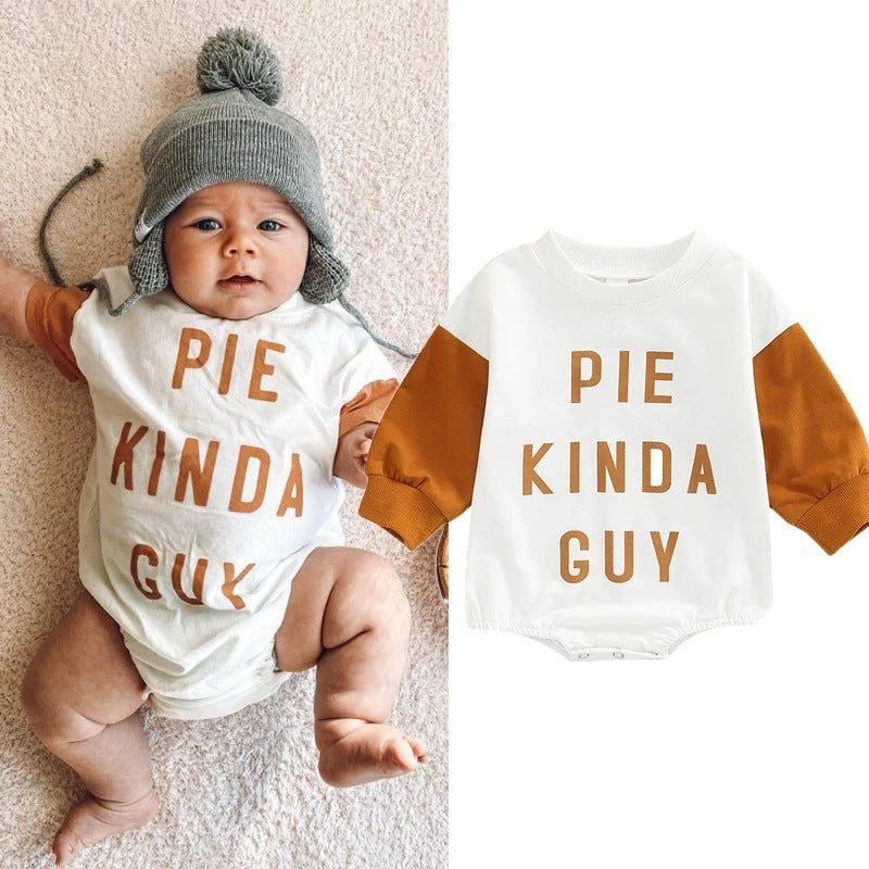 European And American Style Letter Printing Color Matching Baby Romper