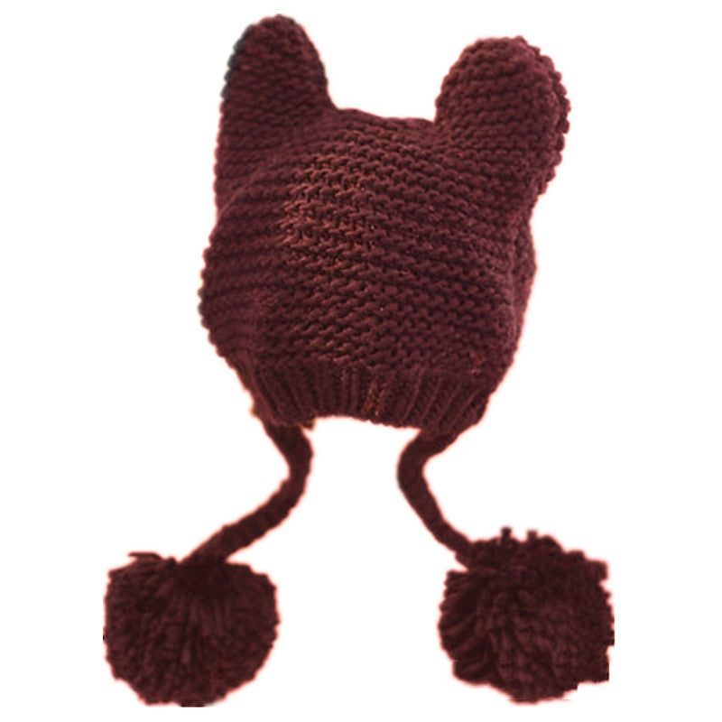 Warm Women's Hand Knitted Kawaii Cat Ears Hat