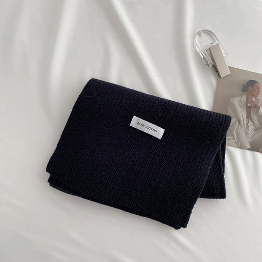 Women's Monochrome Thick Wool Knitted Scarf