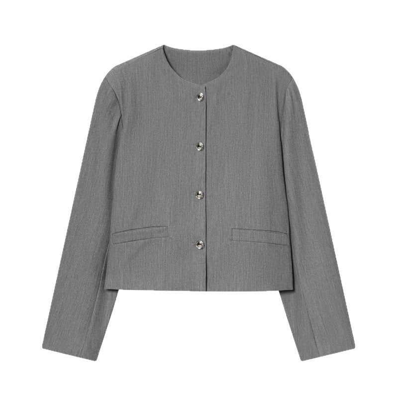 Women's Elegant Round-neck Cropped Blazer