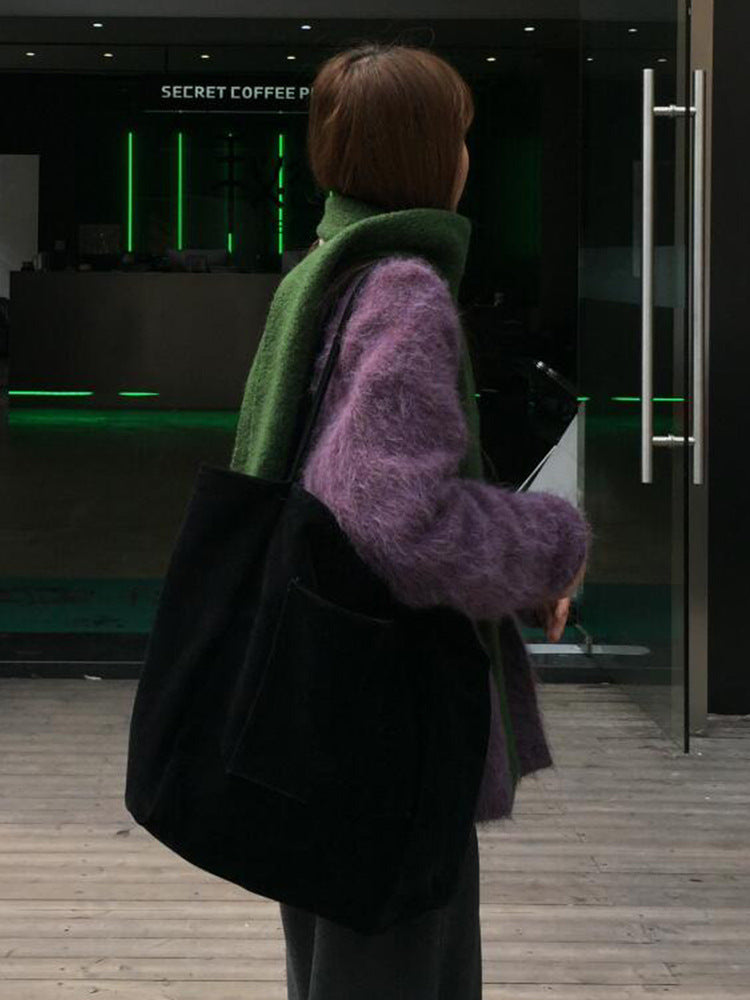 Purple Lazy High-end Mohair Cardigan Women's Autumn Winter Loose