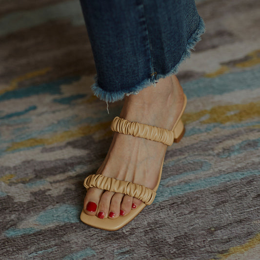 New Holiday Style Broadband Lazy Mid-heel Women's Shoes