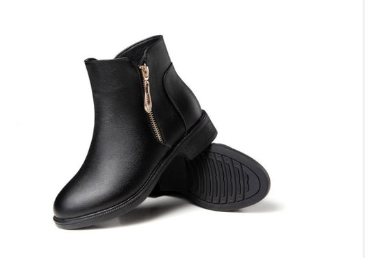 Women's Thick-heeled Non-slip Round Toe Soft-soled Martin Boots