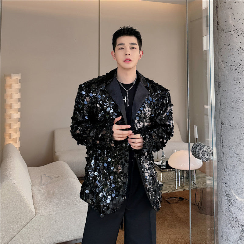 New Trendy Fashionable Small Niche Design Suit With Large Sequins