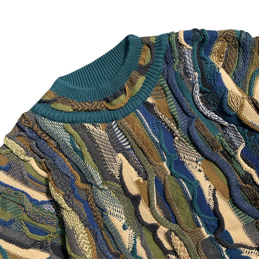 Tung Industri Bitter Agurk Mønster Jacquard Tredimensionel Bølge Retro Pullover Sweater Mænd