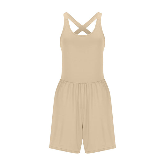 New Sports Fashion Suspenders Vest Stitching Pleated Zou Jumpsuit Women