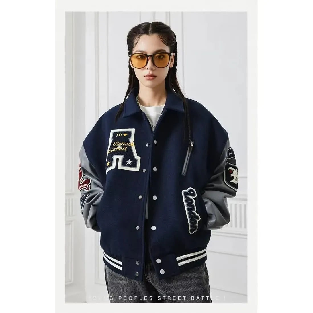 Spring And Autumn Baseball Uniform Letter Loose Trendy High Street Coat